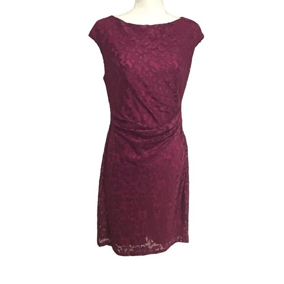 Chaps Wine-colored Sleeveless‎ Sheath Dress Women's Size 12 - Picture 1 of 5